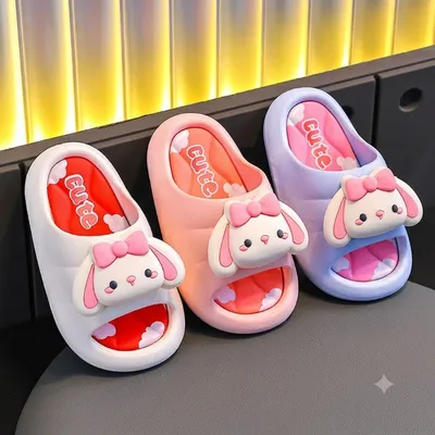 Bunny Bow Pastel Kids Comfort Slides