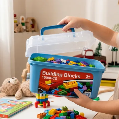 Build Smart 1000-Piece Creative Building Blocks Carry Box 