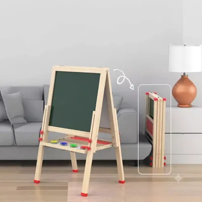 Little Artist Wooden Chalkboard Easel with Storage Tray-OT