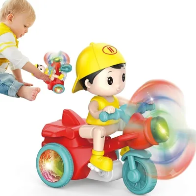 Turbo Rider Musical Stunt Tricycle Toy with Lights & Rotating Propeller-OT