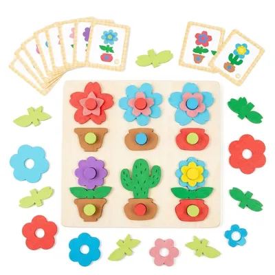 Bloom & Match Flower Pattern Puzzle with Activity Cards-OT
