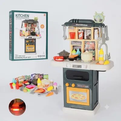 Little Master Chef 64-Piece Kitchen Play Set with Running Water & Light-Up Stove