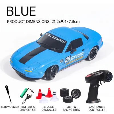 2.4G Rechargeable RC Drift Racing Car with Pop-Up Headlights & Extra Tires