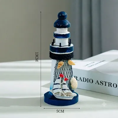 Ocean Beacon Mini Lighthouse Décor – Nautical Sailboat & Seagull Collection