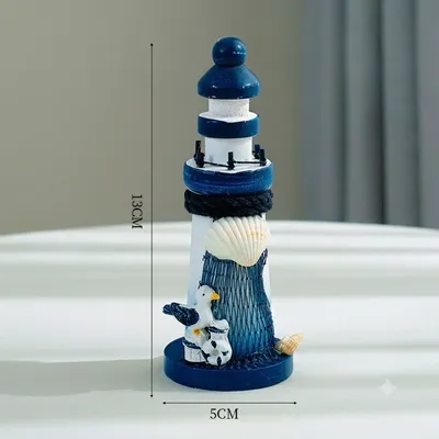 Ocean Beacon Mini Lighthouse Décor – Nautical Sailboat & Seagull Collection