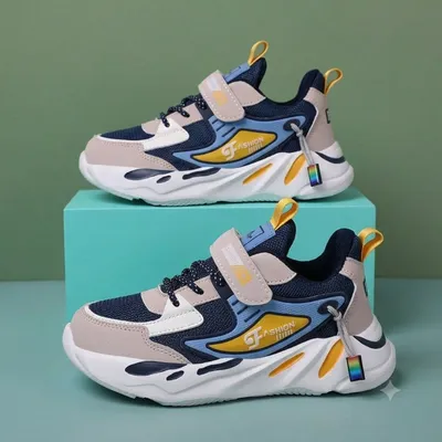Urban Blaze Kids’ Chunky Sport Sneakers – Navy & Yellow