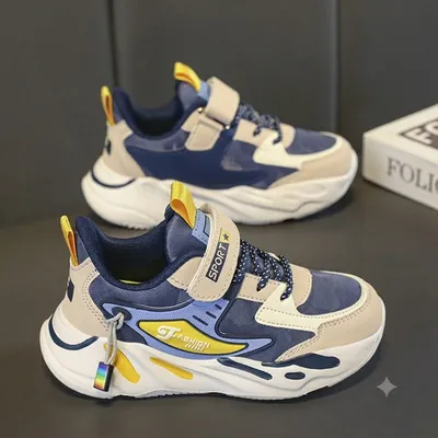 Urban Blaze Kids’ Chunky Sport Sneakers – Navy & Yellow