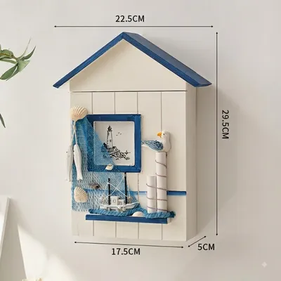 Creative Decorative Mediterranean Sea Key Box Key Cabinet Wall Hanging Seabird Sea Tower Key House Storage Box