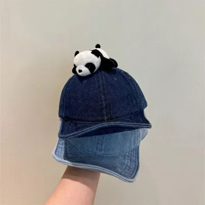 Panda Denim Baby Sun Cap with Neck Cover