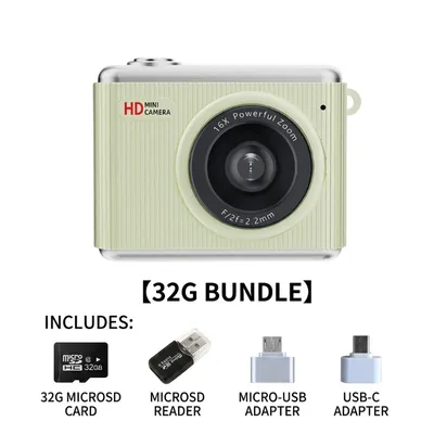 HD Mini Digital Camera with 16X Zoom – 32GB Memory Card Bundle-OT
