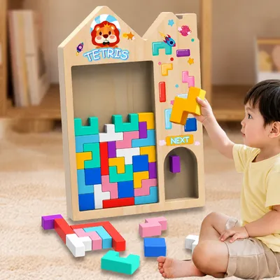 Wooden Tetris Puzzle Game – Colorful Brain-Boosting Block Challenge