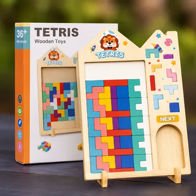 Wooden Tetris Puzzle Game – Colorful Brain-Boosting Block Challenge