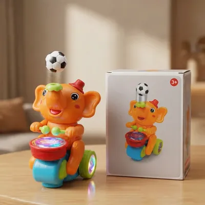 Dancing Football Elephant Toy – Musical Light-Up Rolling Elephant for Kids