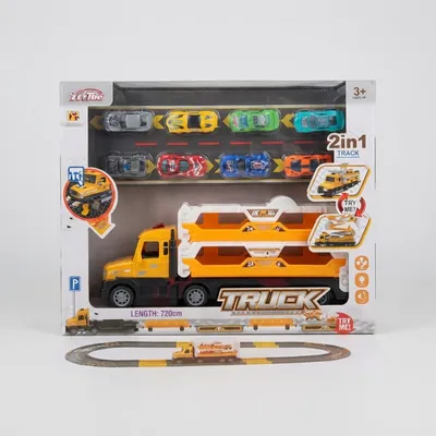 2-in-1 Super Truck Carrier & Racing Track Set – Car Transporter Toy (OT)