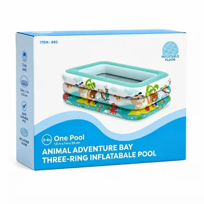Animal Adventure 3-Ring Inflatable Swimming Pool with Soft Air Floor