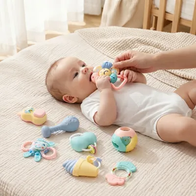 Baby Rattle & Sensory Toy Set – 10-Piece Colorful Infant Activity Collection