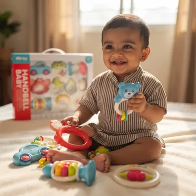 Baby Handbell & Sensory Activity Toy Set – 10-Piece Educational Rattle Collection