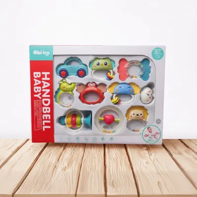 Baby Handbell & Sensory Activity Toy Set – 10-Piece Educational Rattle Collection
