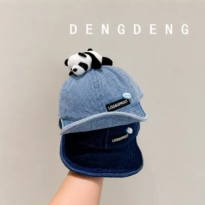 Cute Panda Denim Cap Layered Style