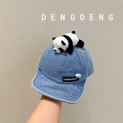 Cute Panda Denim Cap Layered Style