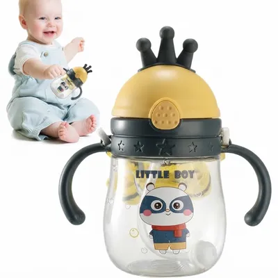 Cute Crown & Deer Kids Water Bottle – Adorable Cartoon Sipper Bottle with Easy-Grip Handles