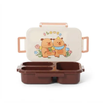 Cute 3-Compartment Kids Lunch Box – Portable Bento Meal & Snack Container
