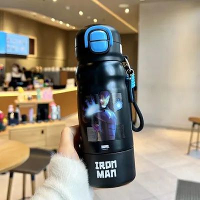 Cute Character Kids Water Bottle with Strap – Leak-Resistant School & Outdoor Drinking Bottle