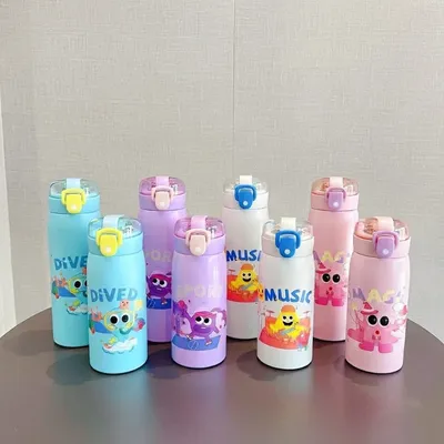 Cute Cartoon Kids Water Bottle with Flip-Top Lid – Colorful School & Travel Drinking Bottle