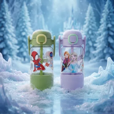 Kids Cartoon Water Bottle with Straw – Cute Portable Drinking Bottle🥤