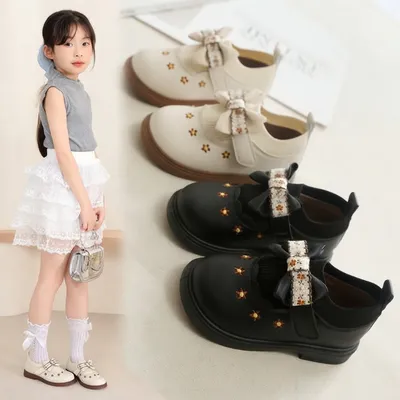 Girls’ Princess Bow Flower Mary Jane Shoes – Elegant School & Party Shoes