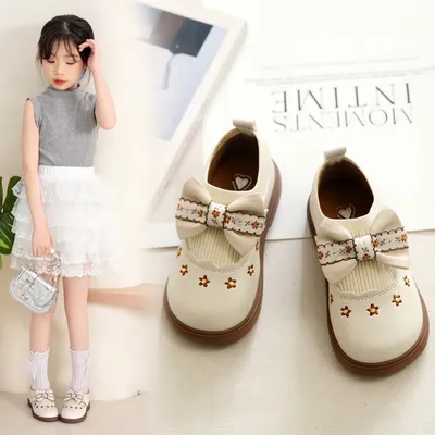 Girls’ Princess Bow Flower Mary Jane Shoes – Elegant School & Party Shoes