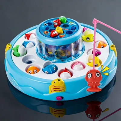Go Go Fishing Game – 26 Fish Rotating Musical Fishing Toy Set for Kids-OT