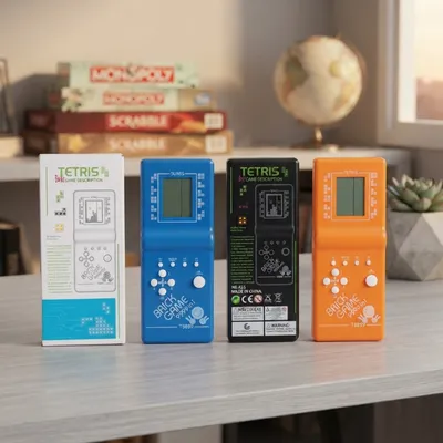 Handheld Tetris Brick Game – Retro 9999-in-1 Style Puzzle Game Console