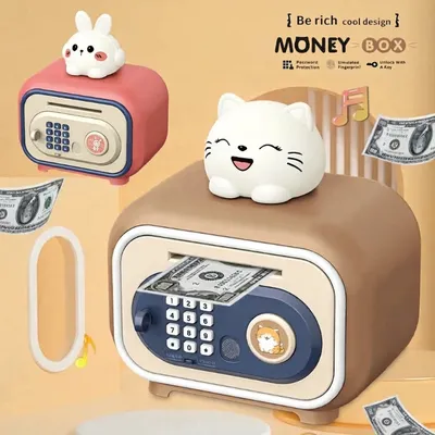 Cute Animal Smart Money Box for Kids – Password, Fingerprint & Automatic Cash Saving Bank-OT