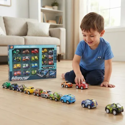Alloy Die-Cast Pull-Back Toy Cars – 12-Piece Mini Racing Car Set for Kids
