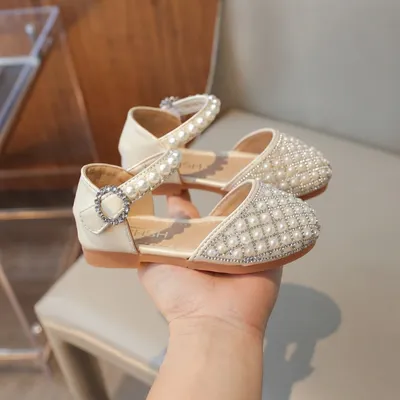 Girls’ Luxury Pearl Embellished Ankle Strap Sandals