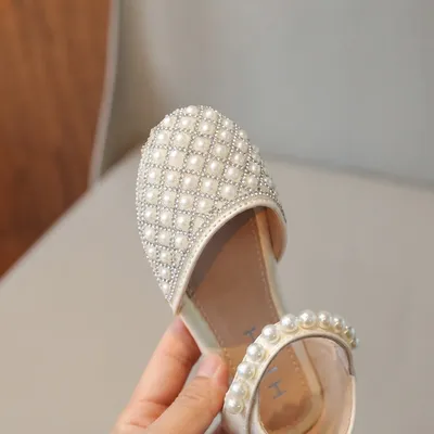 Girls’ Luxury Pearl Embellished Ankle Strap Sandals