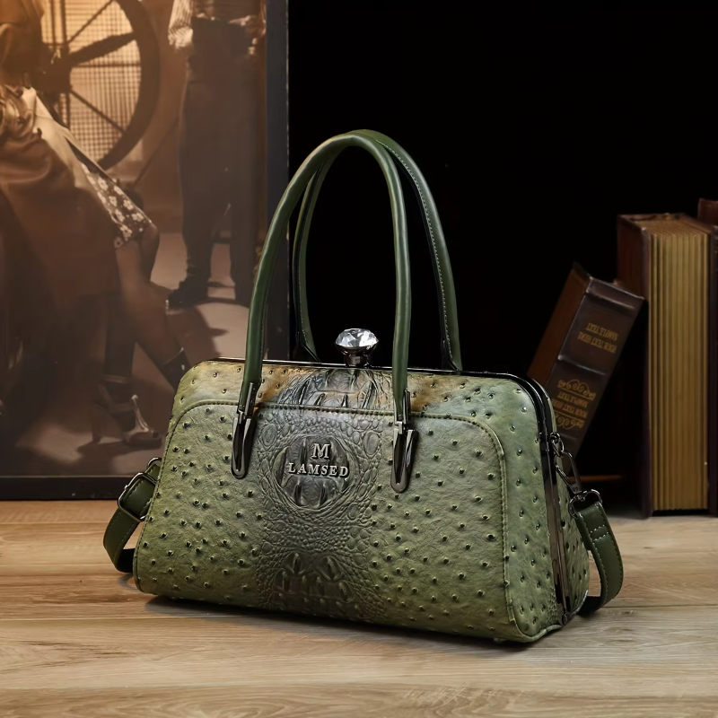 Pattern Faux Leather Top-Handle Bag