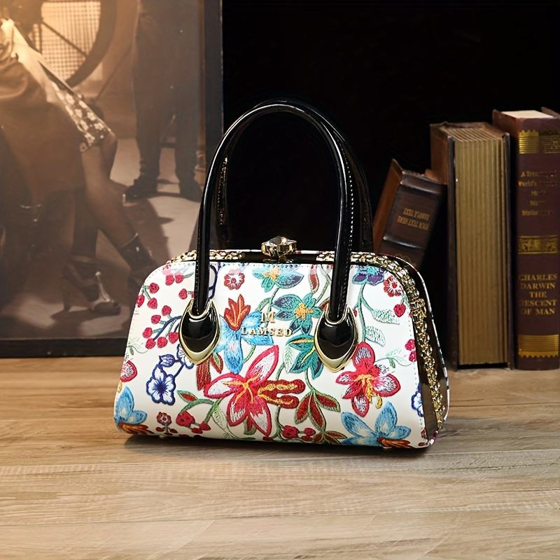 Vintage Open-Front Faux Leather Handbag