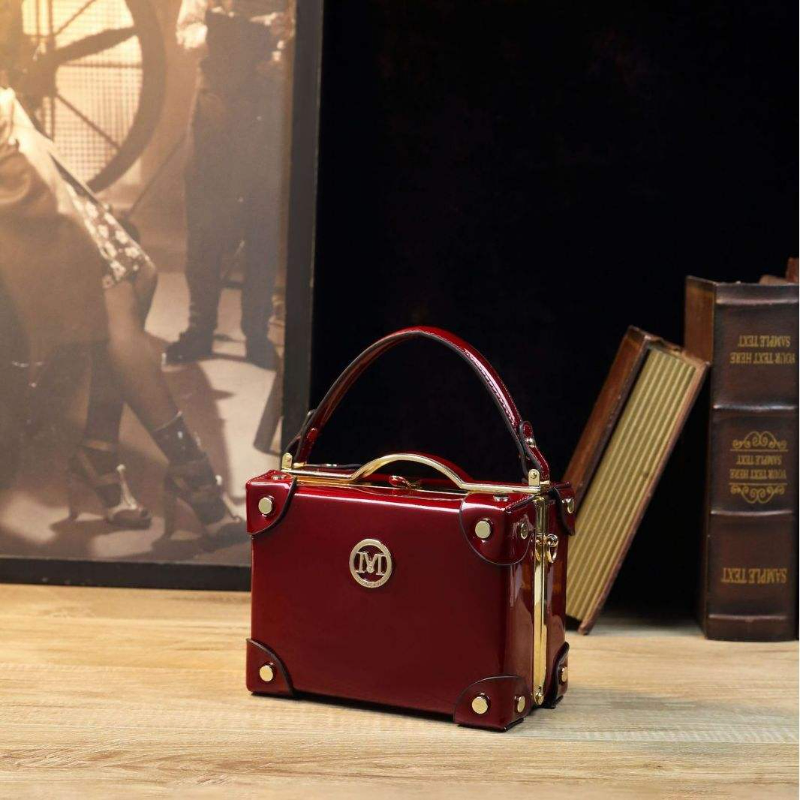  Shiny Surface Wine Red Shoulder Bag