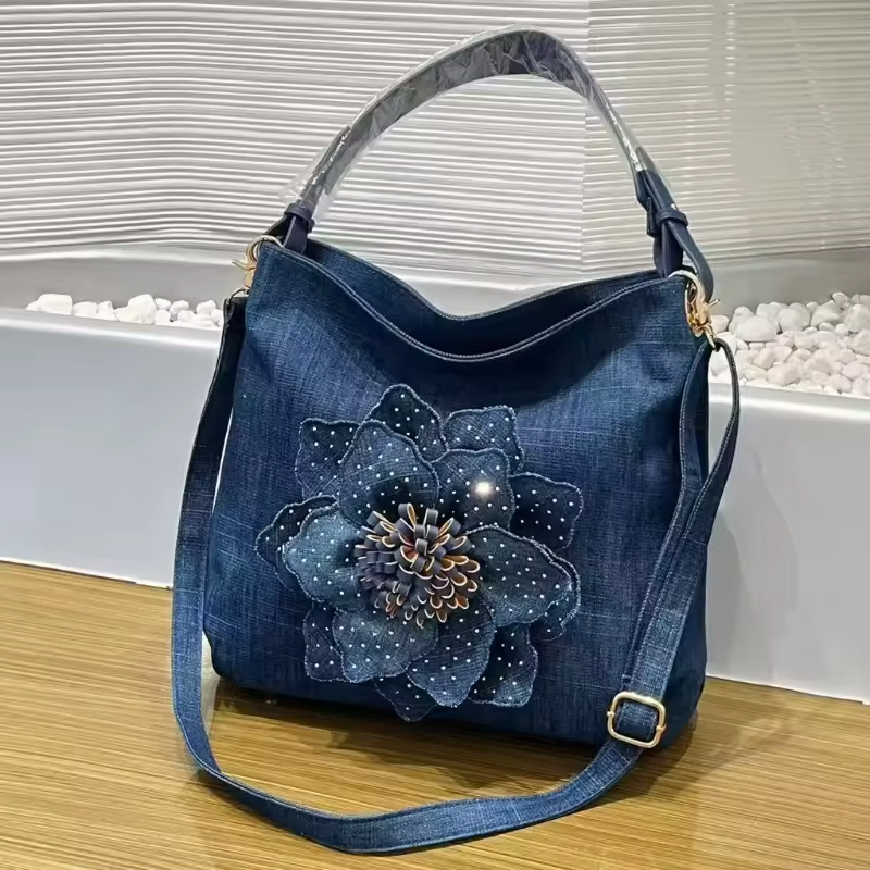 European and American Denim Tote Bag