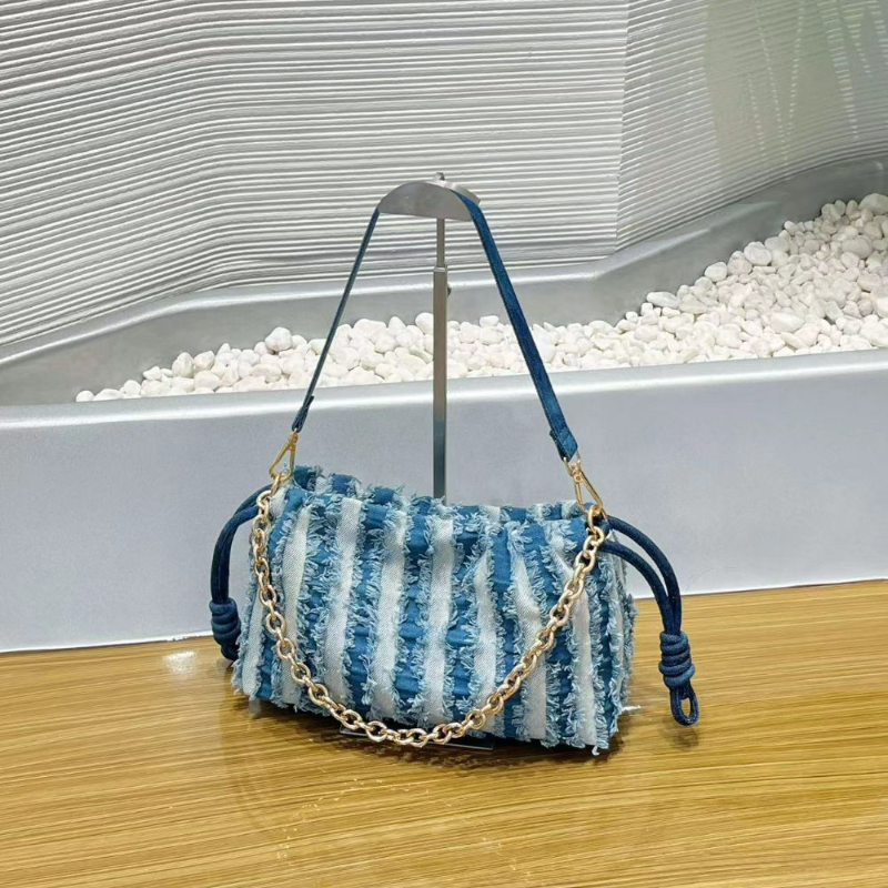 New Color-blocking Striped Fur Bag