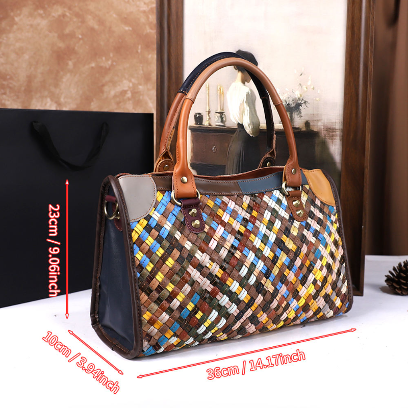 Retro Hand-woven Genuine Leather Handbag