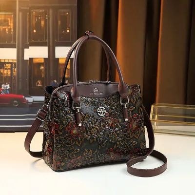  Vintage PU Leather Tote Bag for Women