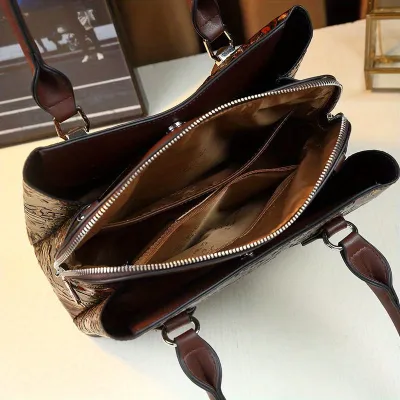  Vintage PU Leather Tote Bag for Women