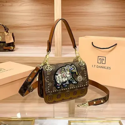  Cartoon Print Square Messenger Handbag