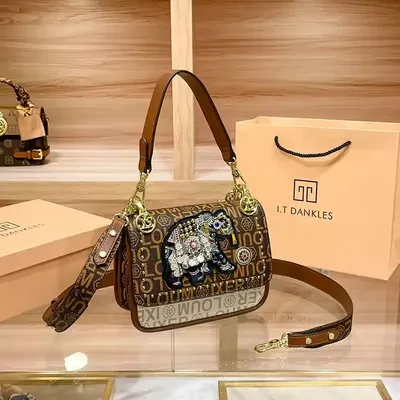  Cartoon Print Square Messenger Handbag