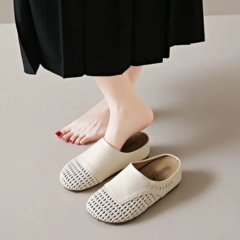 Woven Birkenstock-Style Half-Slippers for Women
