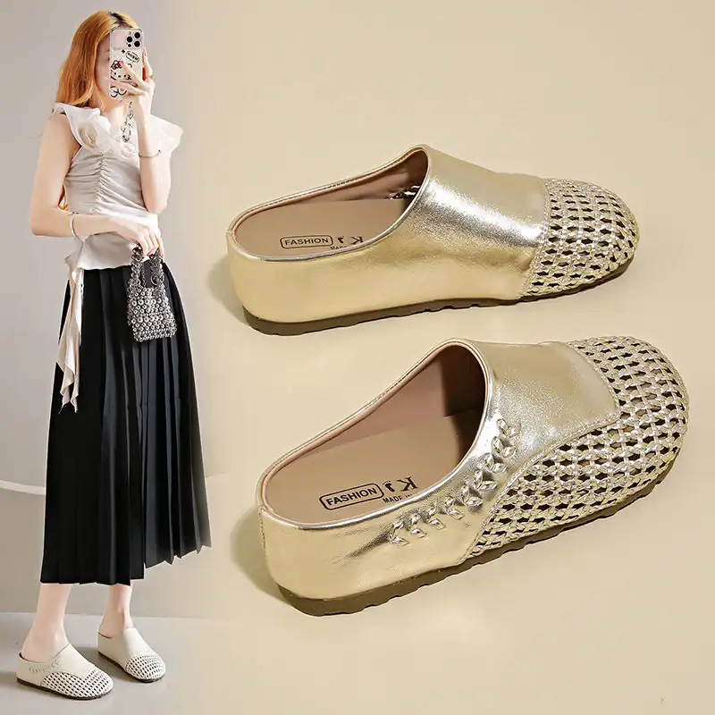 Woven Birkenstock-Style Half-Slippers for Women