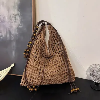 Tassel Beaded Armpit Bag Red